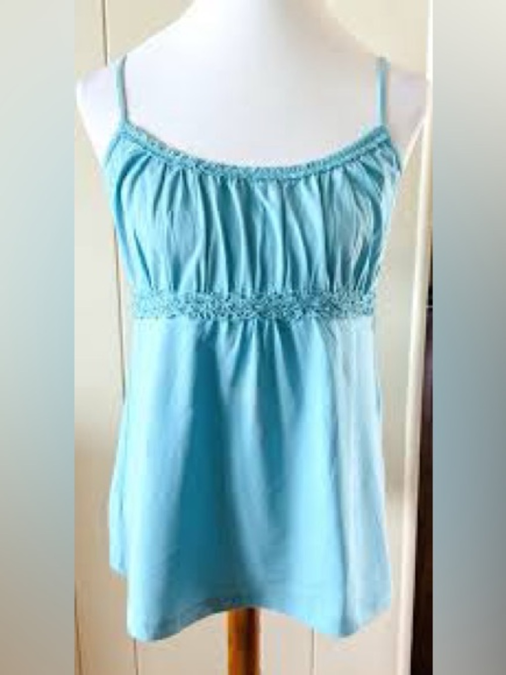 LOFT Aqua Blue Lace-Trim Camisole